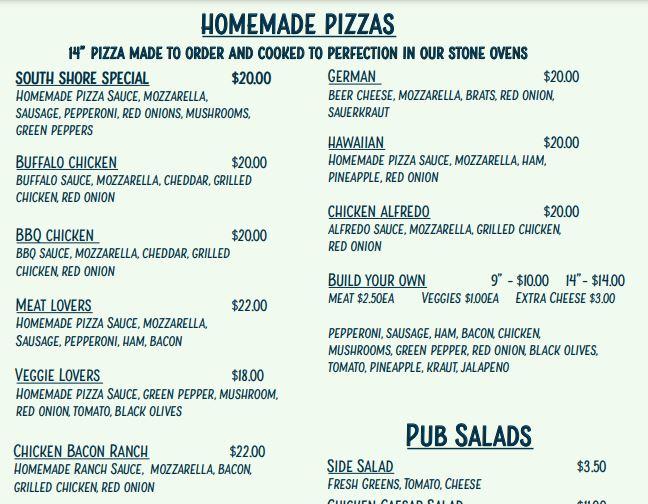South Shore Pub & Grille Menu image 1